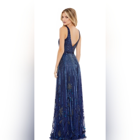 Mac Duggal Navy Silver Sequin Gown NWT Size 10 | Formal Prom Pageant Evening Dre - Picture 3 of 14